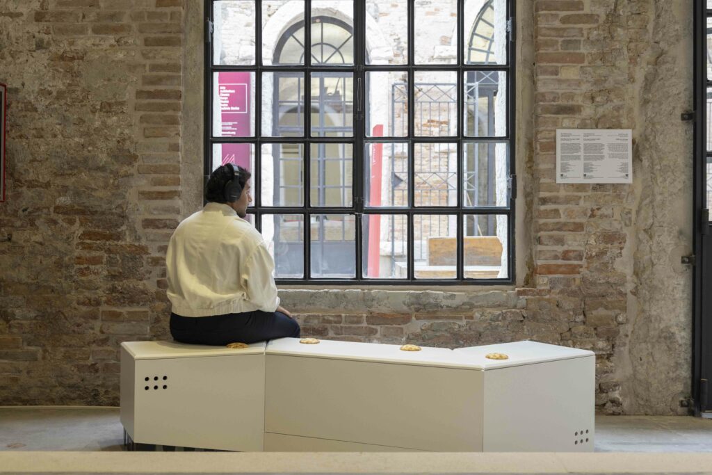 2026.Washwasha.Taus Makhacheva. And what did you say Bench. Image courtesy of National Pavilion UAE – La Biennale di Venezia. Photo by Ismail Noor of Seeing Things 7218