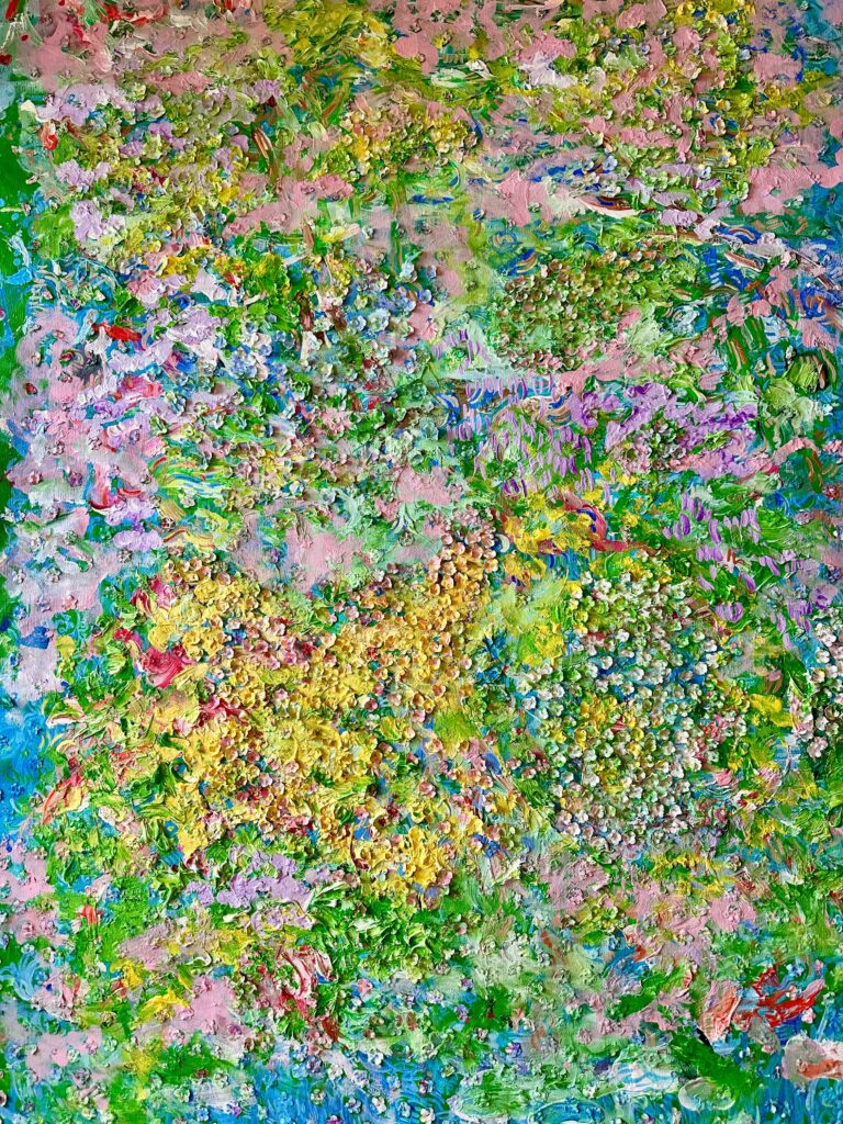 15 Questions to Lebanese Artist Lana Khayat On Memory, Women & Landscape 1 Raw Meadow 150 x 110cm Mix Media on canvas 2025